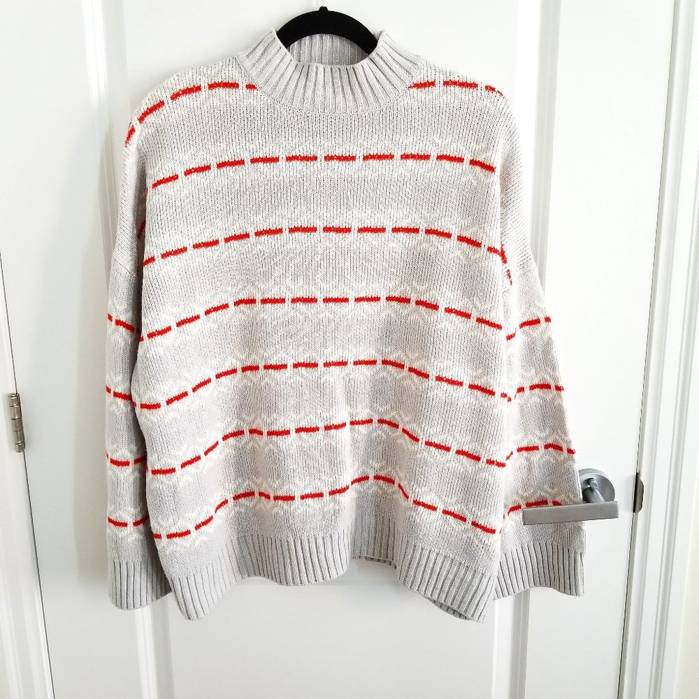 Simons | Abstract pattern oversized knit sweater gray S/P
